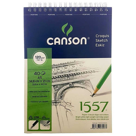 Canson 1557 Dessin Drawing Light Grain 120gr Spiralli Çizim Defteri 40 Sayfa A5 (14.9x21cm)