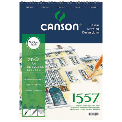 Canson 1557 Dessin Drawing Light Grain 180gr Spiralli Çizim Defteri 20 Sayfa A4 (21x29.7cm)