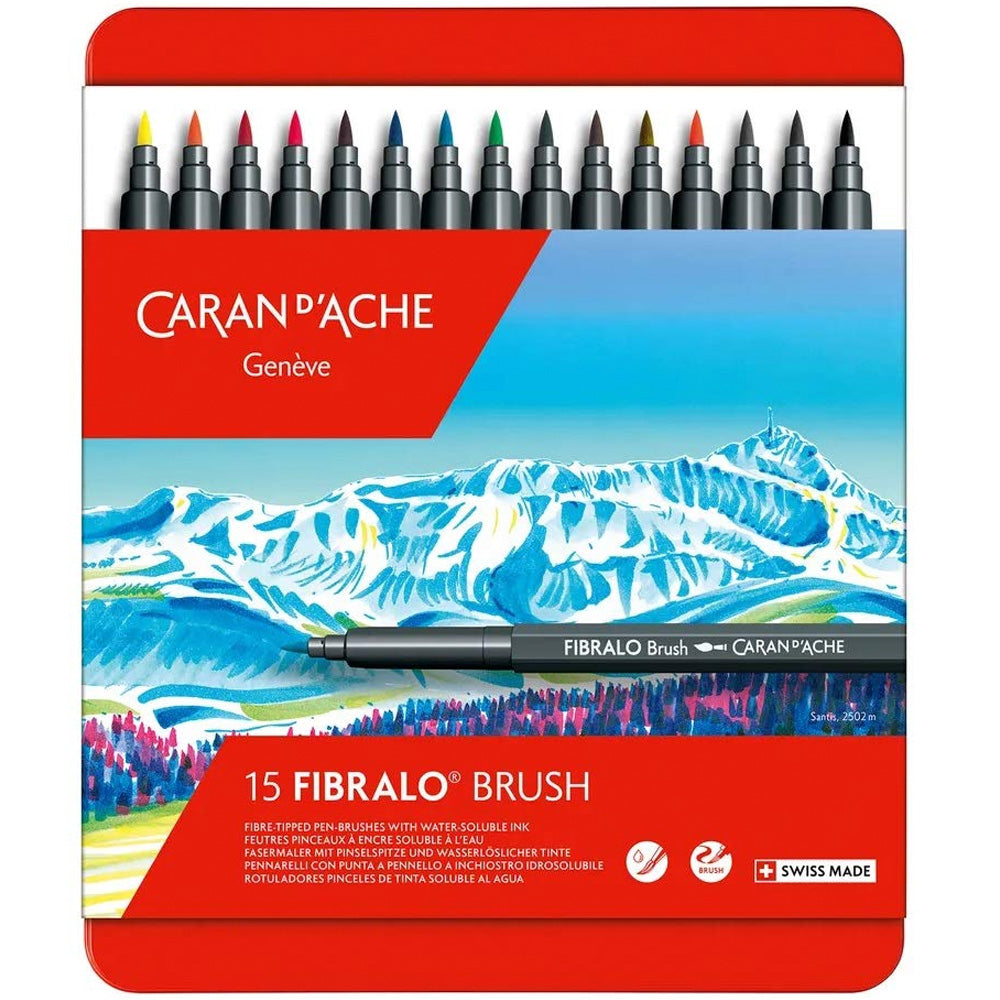 Caran d'Ache Fibralo Keçeli Boyama Kalemi Seti 15 renk (metal kutulu)