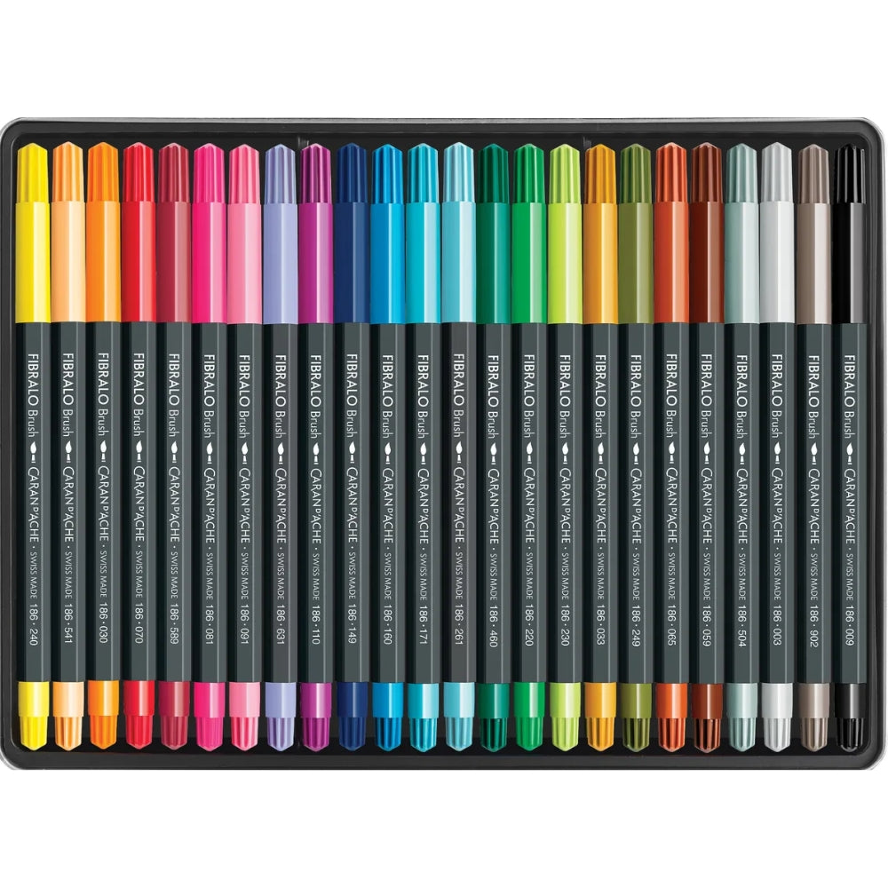 Caran d'Ache Fibralo Brush 24'lü Set (Metal Kutulu)
