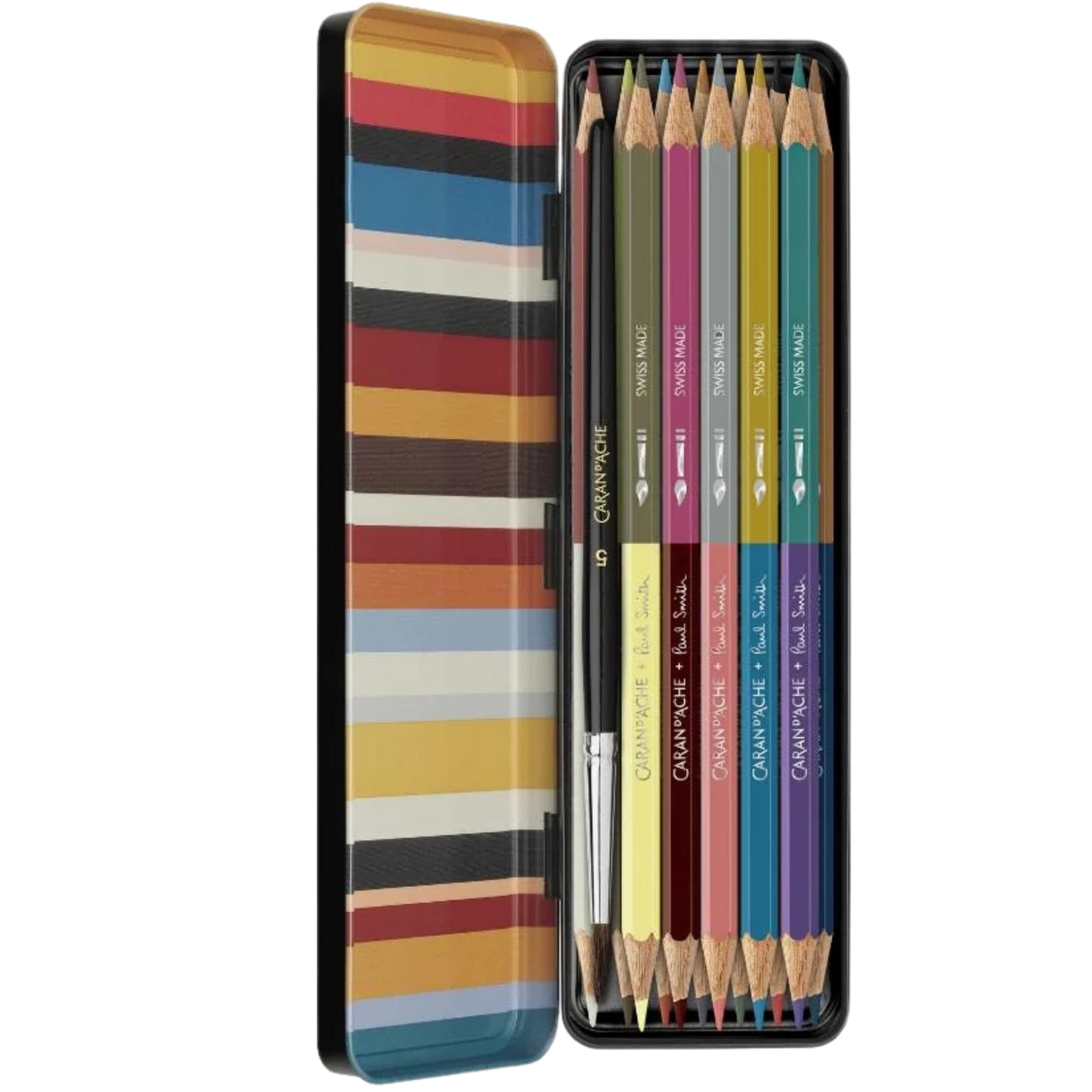 Caran d'Ache Paul Smith Set of 12 Bicolor Pencils and Brush