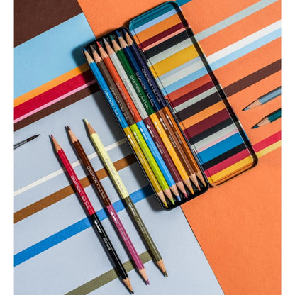 Caran d'Ache Paul Smith Set of 12 Bicolor Pencils and Brush