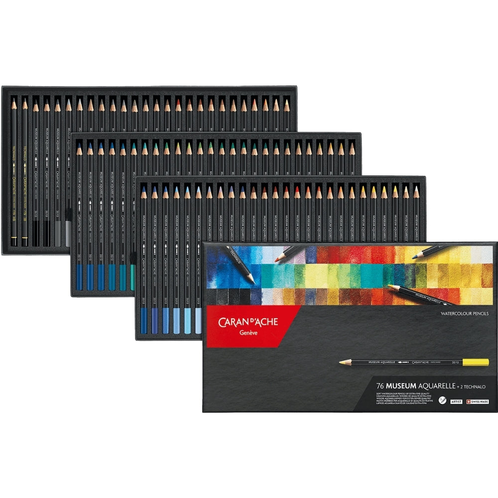 Caran d'Ache Museum Aquarelle 76'lı Set + 2 karıştırıcı (karton kutulu)