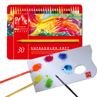 Caran d'Ache Supracolor Soft 30'lu Set (palet ve fırça hediyeli) (Sulu Boya Kalemi)