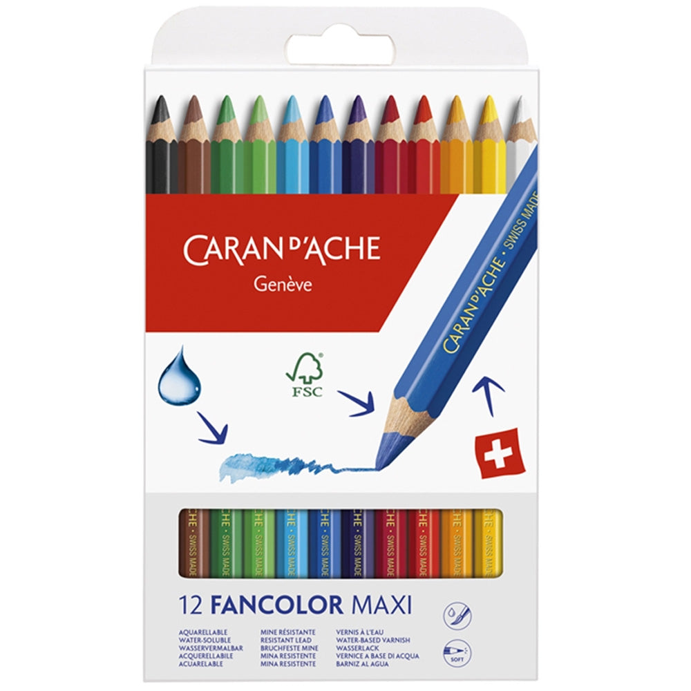 Caran d'Ache Fancolor Maxi Boya Kalemi 12'li Set (karton kutulu)