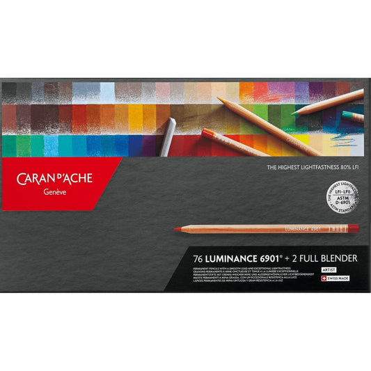 Caran d'Ache Luminance 6901 76'lı Set + 2 karıştırıcı (Yumuşak Kuru Boya Kalemi)