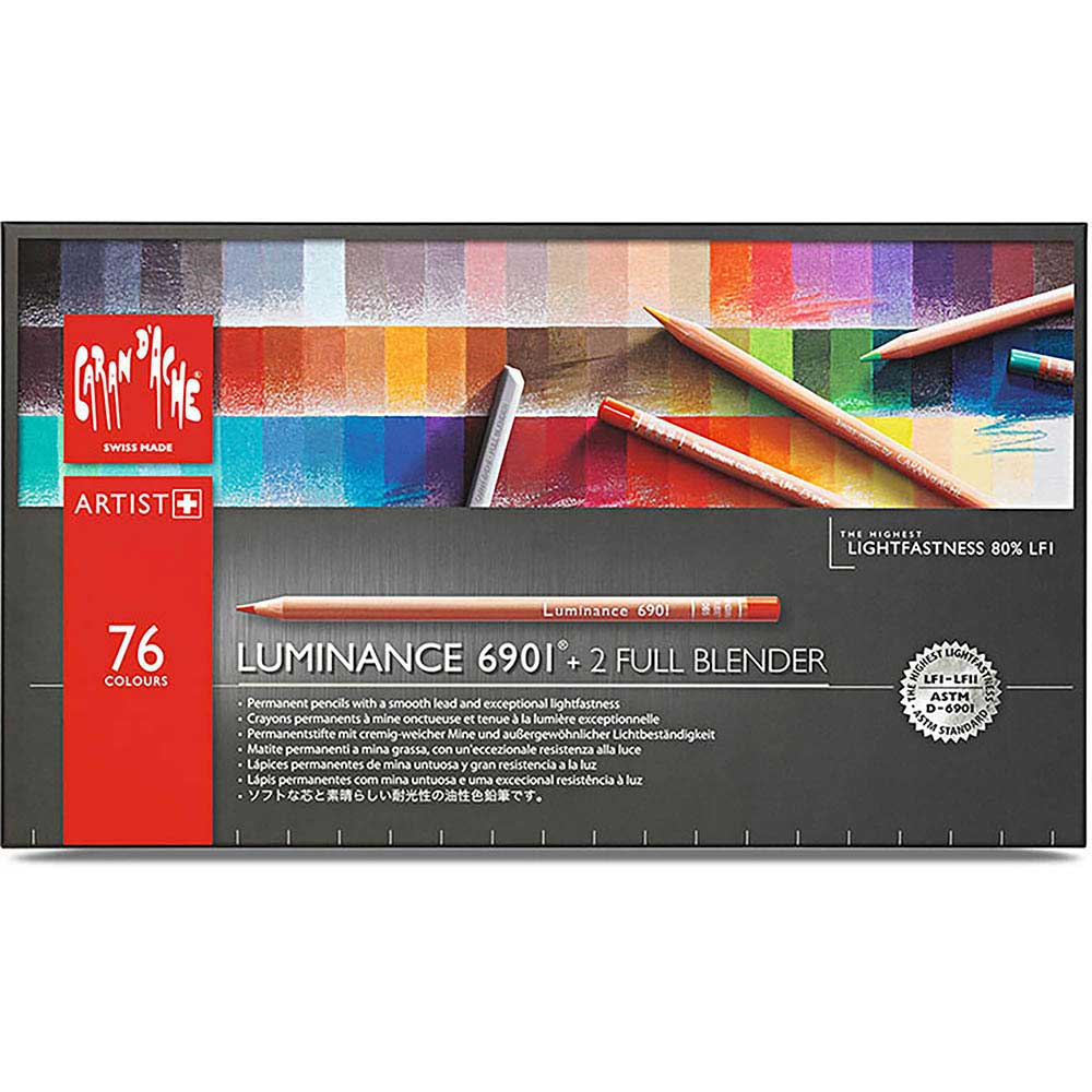 Caran d'Ache Luminance 6901 76'lı Set + 2 karıştırıcı (Yumuşak Kuru Boya Kalemi)