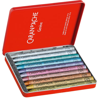 Caran d'Ache Neocolor I Metallic 10'lu Set (metal kutulu)