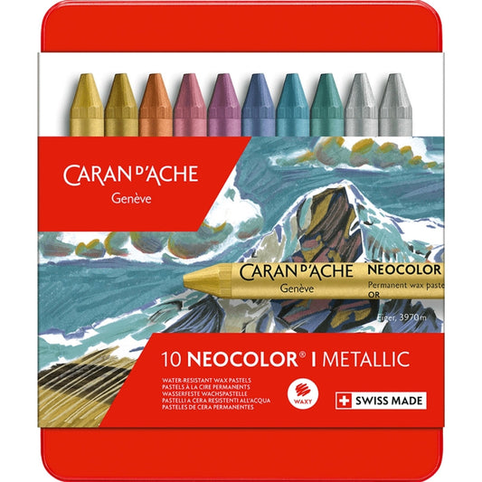 Caran d'Ache Neocolor I Metallic 10'lu Set (metal kutulu)