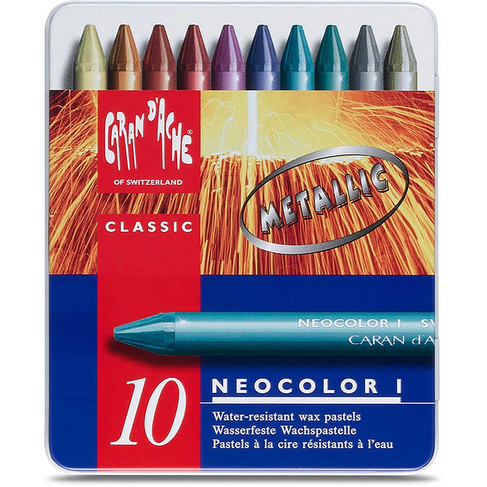Caran d'Ache Neocolor I Metallic 10'lu Set (metal kutulu)