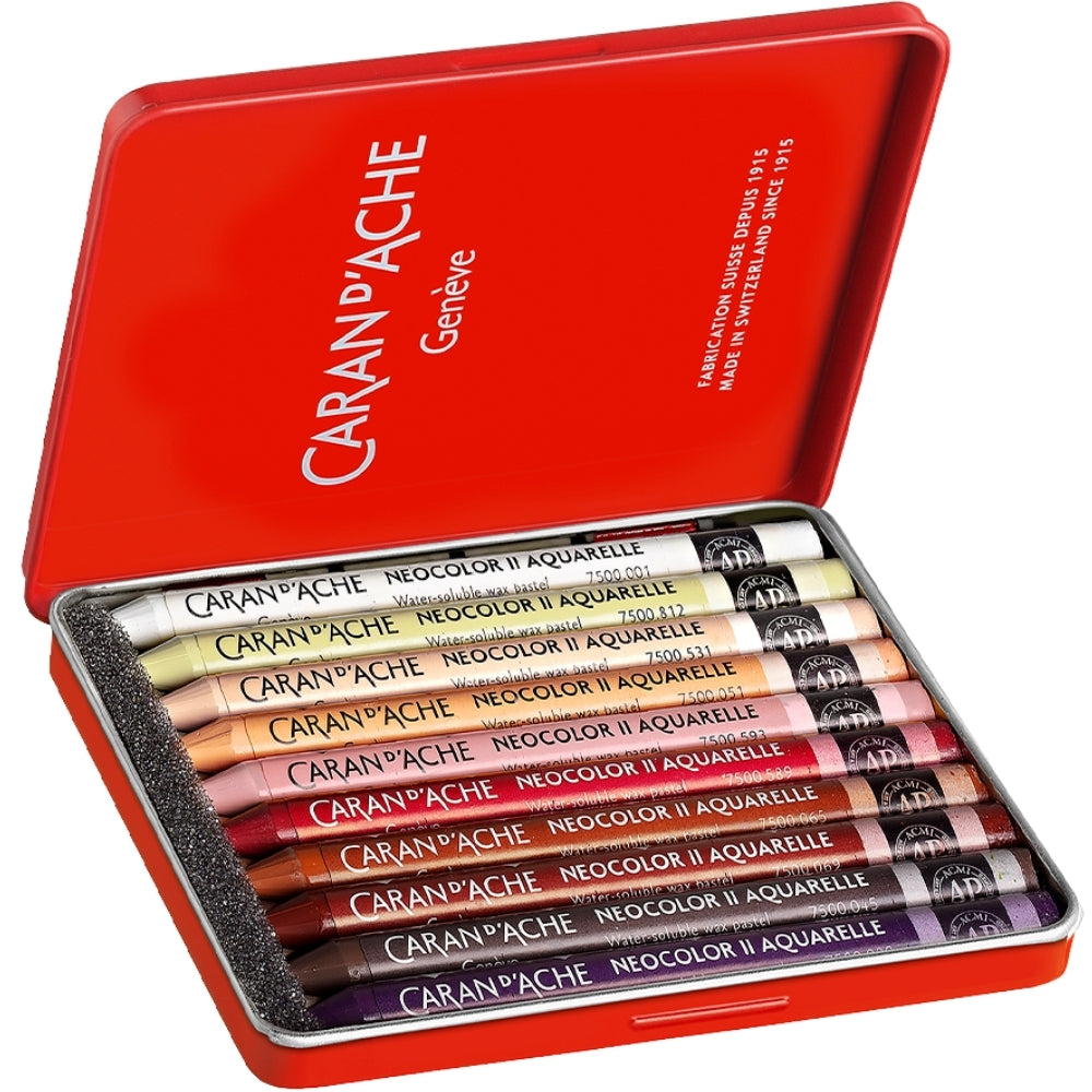 Caran d'Ache Neocolor II 10'lu Set Portrait 50.Yıl (Metal Kutu)