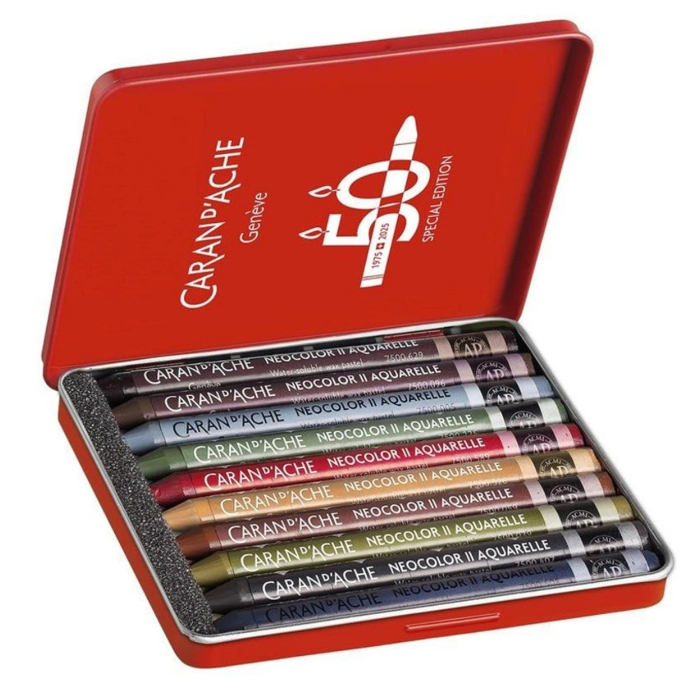 Caran d'Ache Neocolor II 10'lu Set Dark 50.Yıl (Metal Kutu)