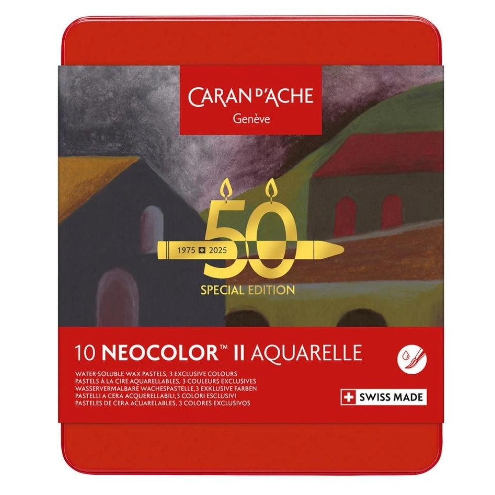 Caran d'Ache Neocolor II 10'lu Set Dark 50.Yıl (Metal Kutu)