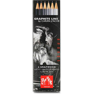 Caran d'Ache Grafwood Dereceli Kalem 6'lı Set (metal kutulu)