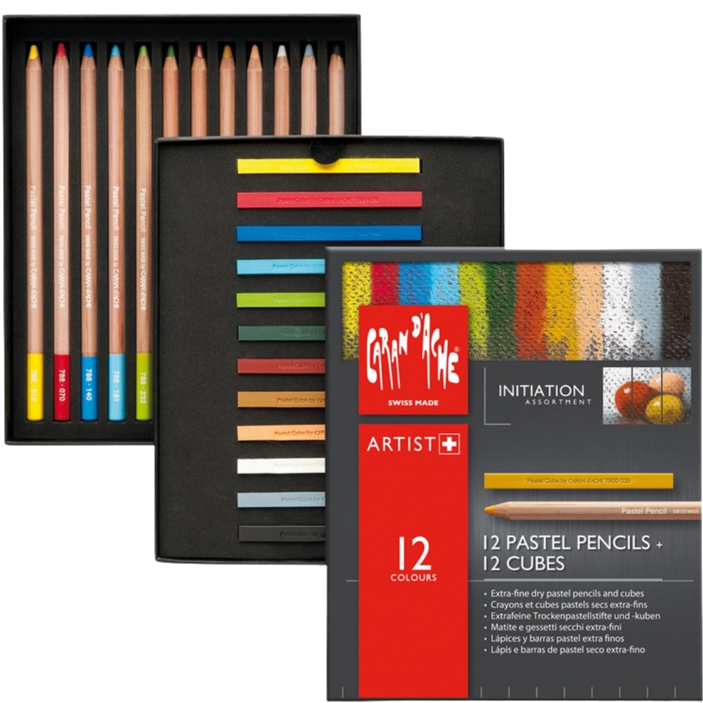 Caran d'Ache Pastel Cube & Pastel Pencil Initiation 24'lü Set Başlangıç