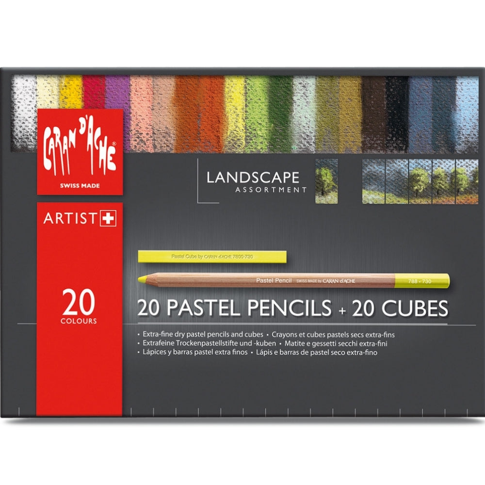 Caran d'Ache Pastel Cube & Pastel Pencil Landscape 40'lı Set Peyzaj