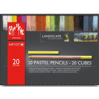 Caran d'Ache Pastel Cube & Pastel Pencil Landscape 40'lı Set Peyzaj