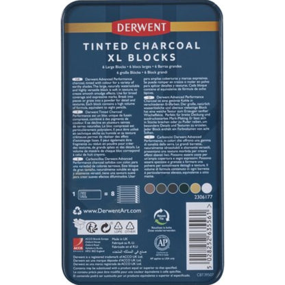 Derwent XL Tinted Charcoal Blocks 6'lı Teneke Kutu