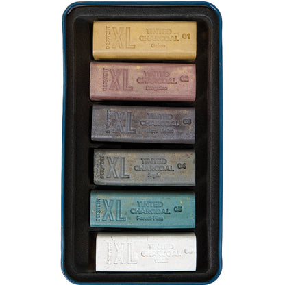 Derwent XL Tinted Charcoal Blocks 6'lı Teneke Kutu