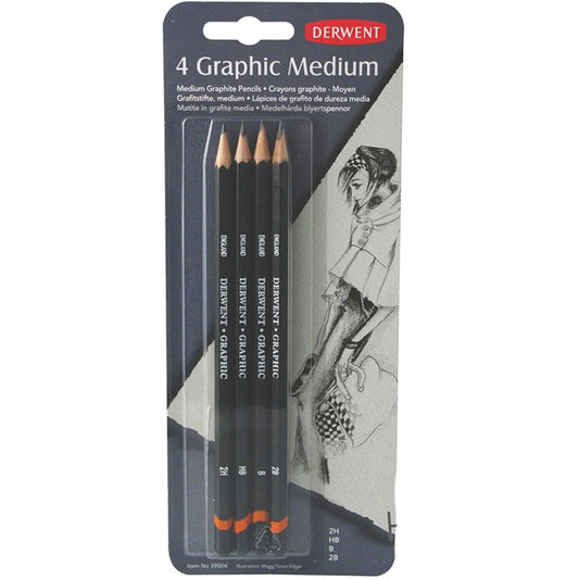 Derwent Graphic Pencil Medium 4'lü Blister(Designer)