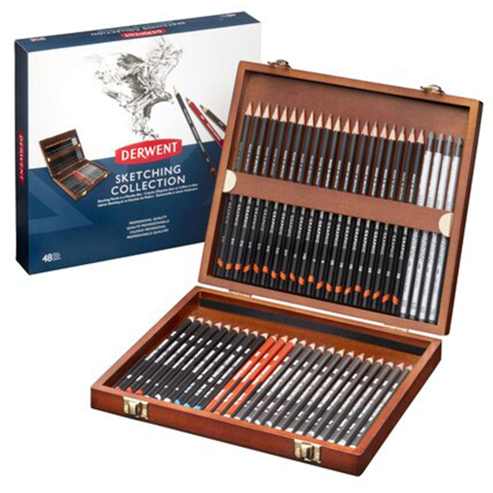 Derwent Sketching Collection 48'li Ahşap Kutu (Çizim ve Sketch Kalem Seti)