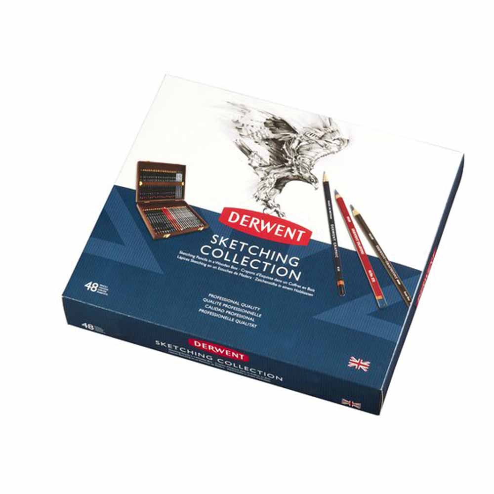 Derwent Sketching Collection 48'li Ahşap Kutu (Çizim ve Sketch Kalem Seti)