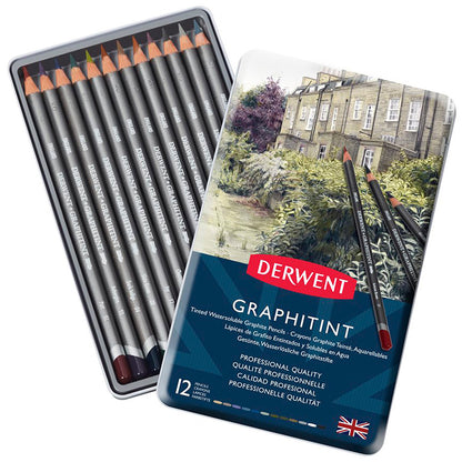 Derwent Graphitint Pencil 12'li Teneke Kutu (Renkli Grafit Kalem)