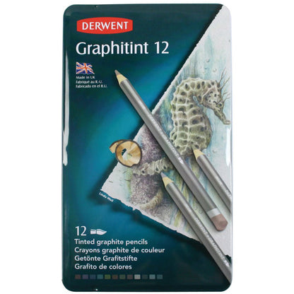 Derwent Graphitint Pencil 12'li Teneke Kutu (Renkli Grafit Kalem)