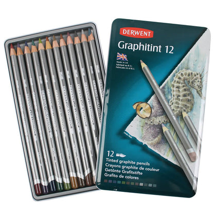 Derwent Graphitint Pencil 12'li Teneke Kutu (Renkli Grafit Kalem)