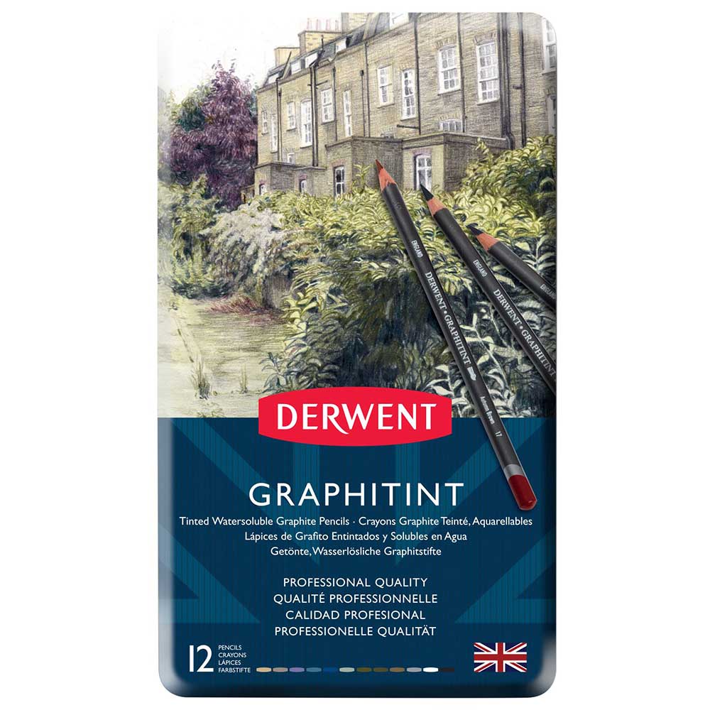 Derwent Graphitint Pencil 12'li Teneke Kutu (Renkli Grafit Kalem)