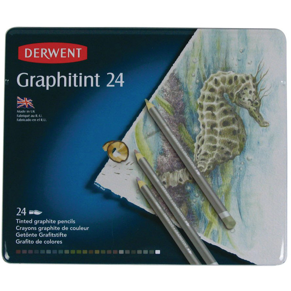Derwent Graphitint Pencil 24'lü Teneke Kutu (Renkli Grafit Kalem)