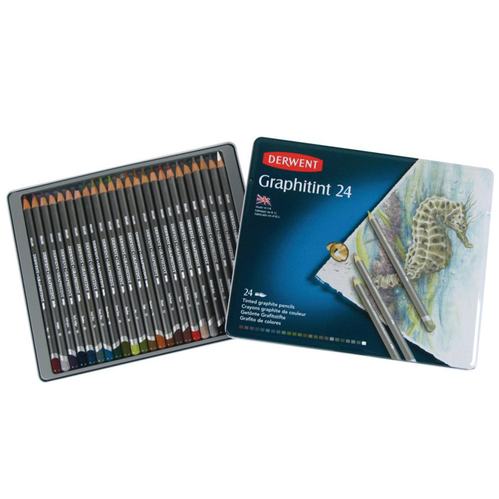 Derwent Graphitint Pencil 24'lü Teneke Kutu (Renkli Grafit Kalem)