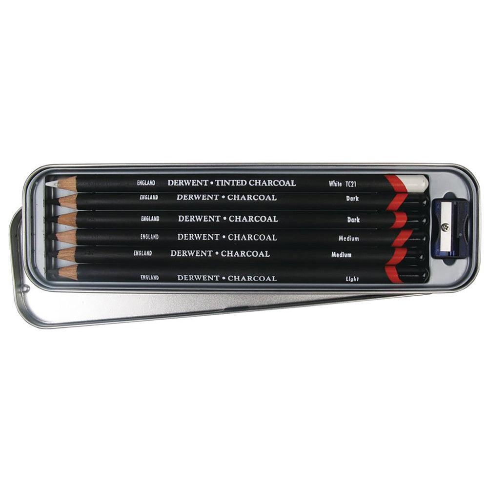 Derwent Charcoal Pencil 6'lı Teneke Kutu