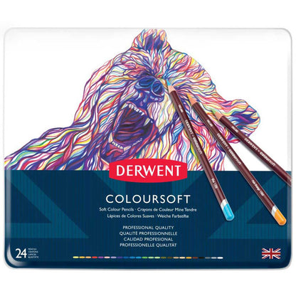Derwent Coloursoft Pencil 24'lü Teneke Kutu (Yumuşak Kuru Boya Kalemi)