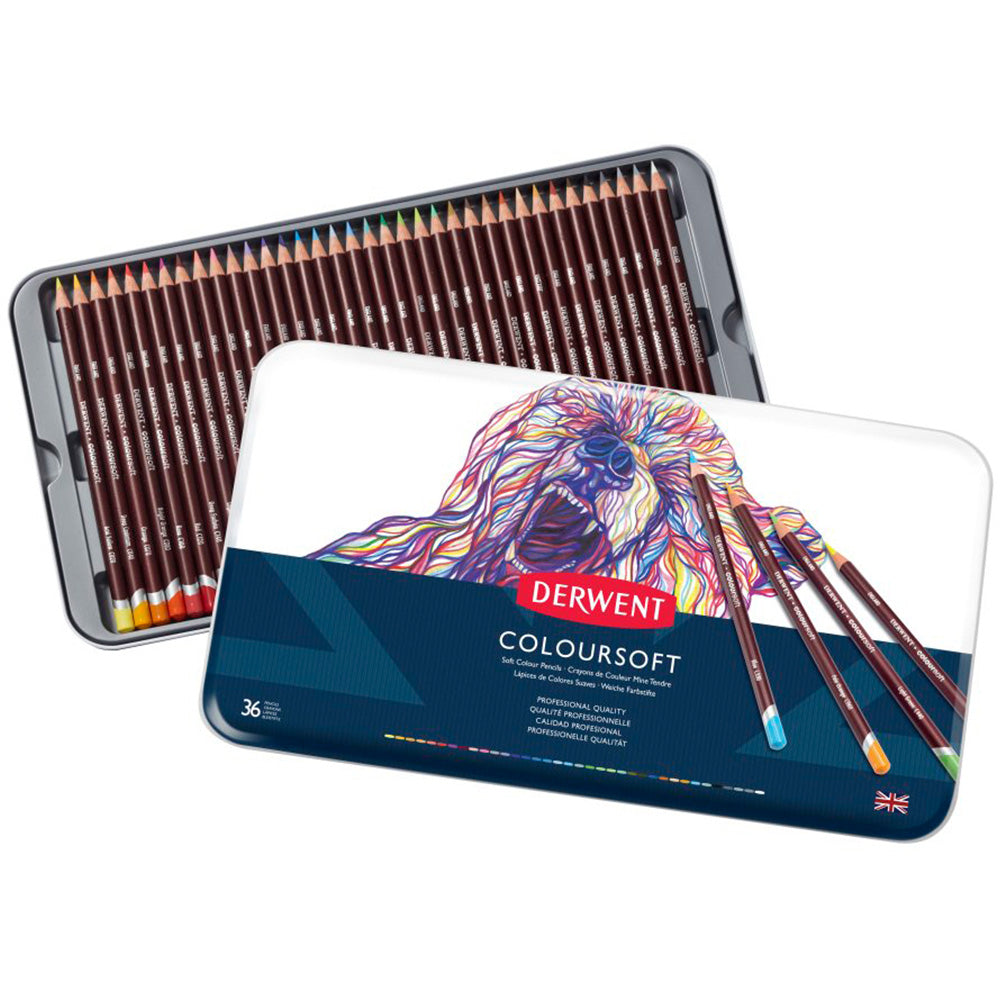 Derwent Coloursoft Pencil 36'li Teneke Kutu (Yumuşak Kuru Boya Kalemi)