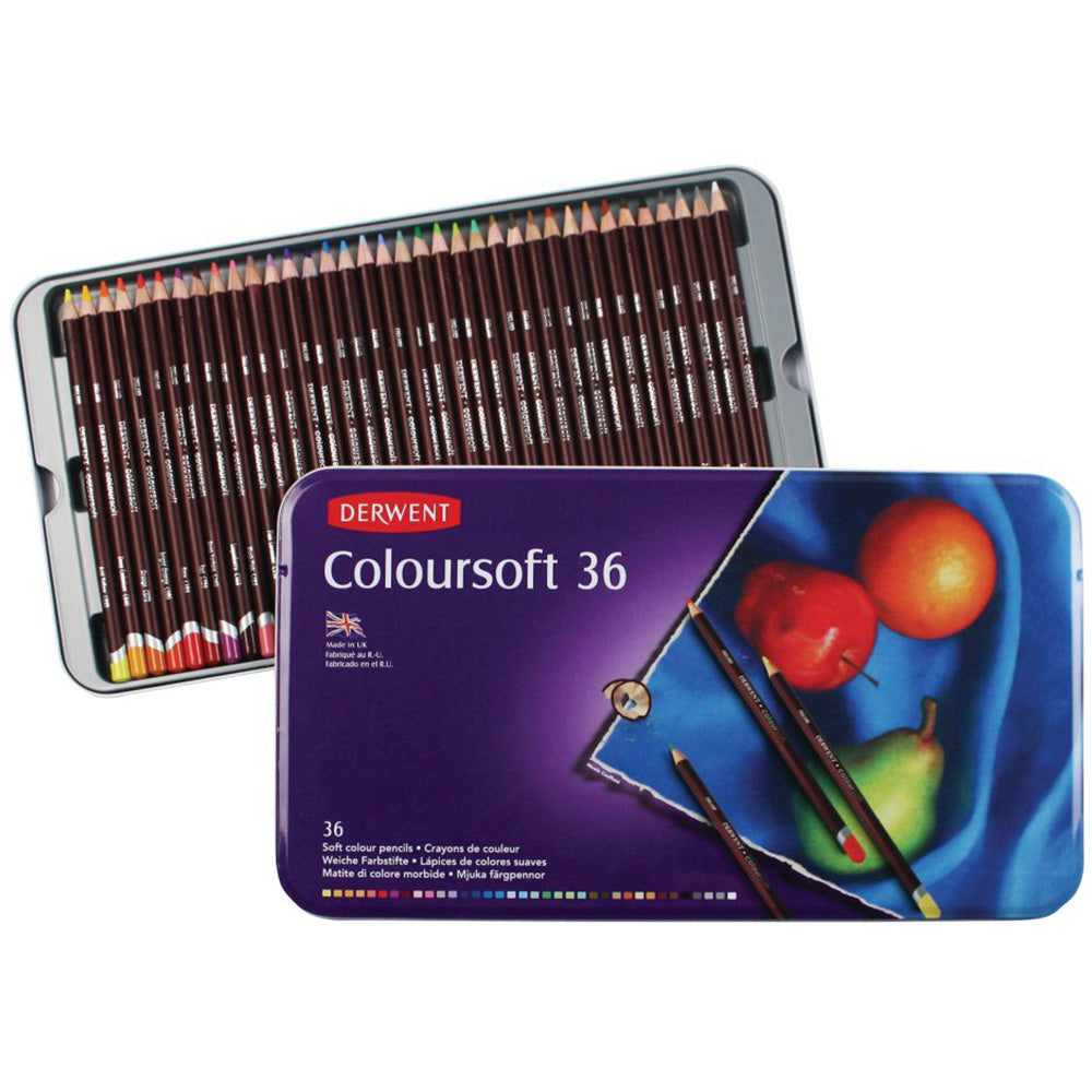 Derwent Coloursoft Pencil 36'li Teneke Kutu (Yumuşak Kuru Boya Kalemi)