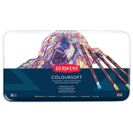 Derwent Coloursoft Pencil 36'li Teneke Kutu (Yumuşak Kuru Boya Kalemi)