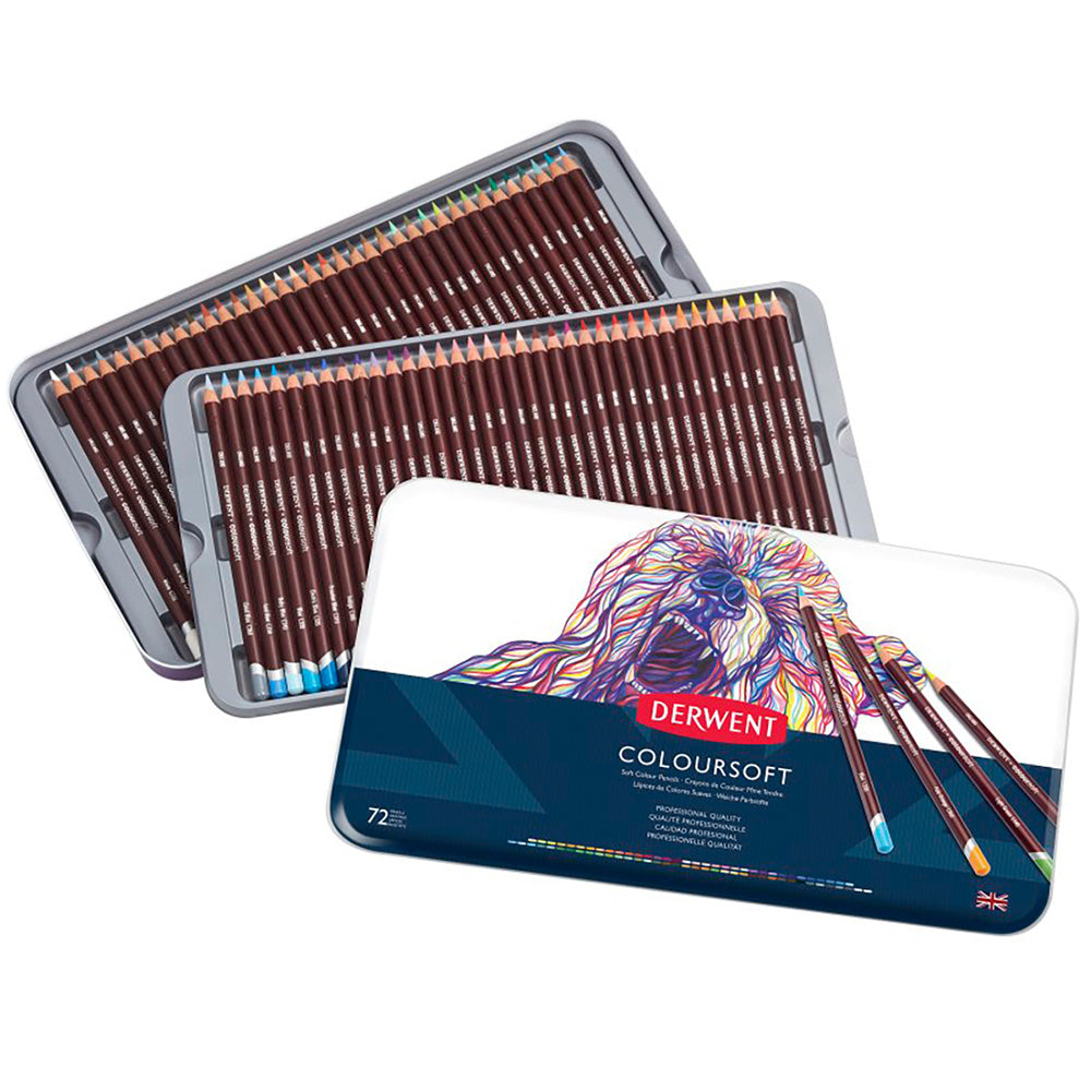 Derwent Coloursoft Pencil 72'li Teneke Kutu (Yumuşak Kuru Boya Kalemi)