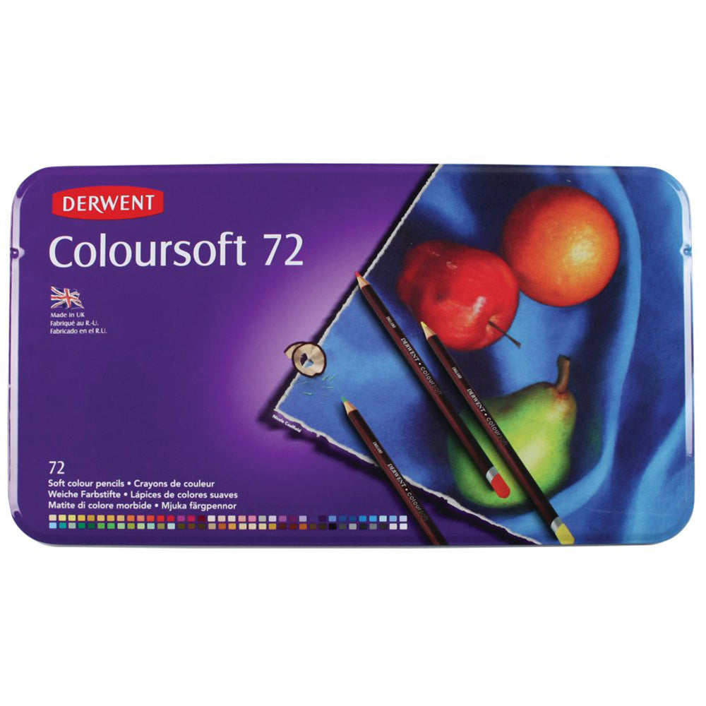 Derwent Coloursoft Pencil 72'li Teneke Kutu (Yumuşak Kuru Boya Kalemi)