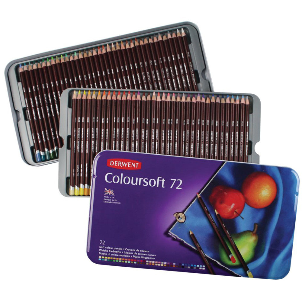 Derwent Coloursoft Pencil 72'li Teneke Kutu (Yumuşak Kuru Boya Kalemi)