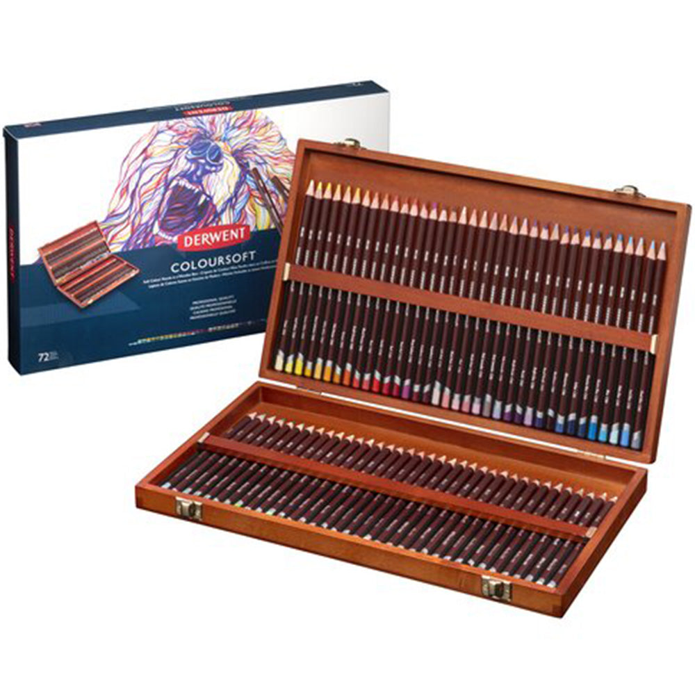 Derwent Coloursoft Pencil 72'li Ahşap Kutu (Yumuşak Kuru Boya Kalemi)