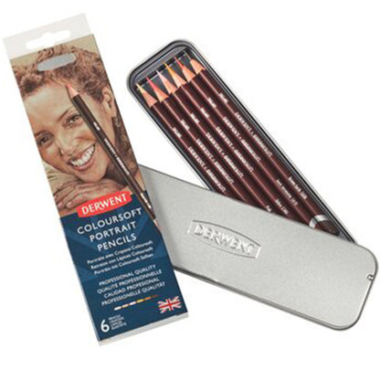 Derwent Coloursoft Skintones 6'lı Teneke Kutu (Yumuşak Kuru Boya Kalemi)