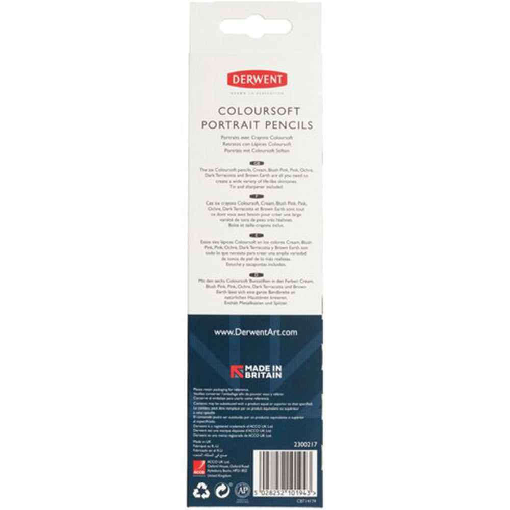 Derwent Coloursoft Skintones 6'lı Teneke Kutu (Yumuşak Kuru Boya Kalemi)