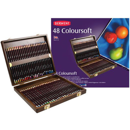 Derwent Coloursoft Pencil 48'li Ahşap Kutu (Yumuşak Kuru Boya Kalemi)