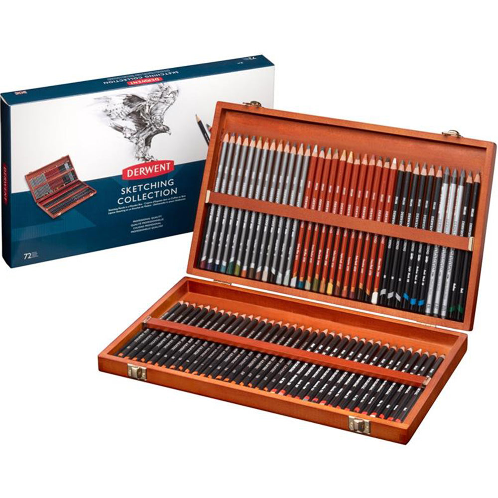 Derwent Sketching Collection 72'li Ahşap Kutu (Çizim ve Sketch Kalem Seti)