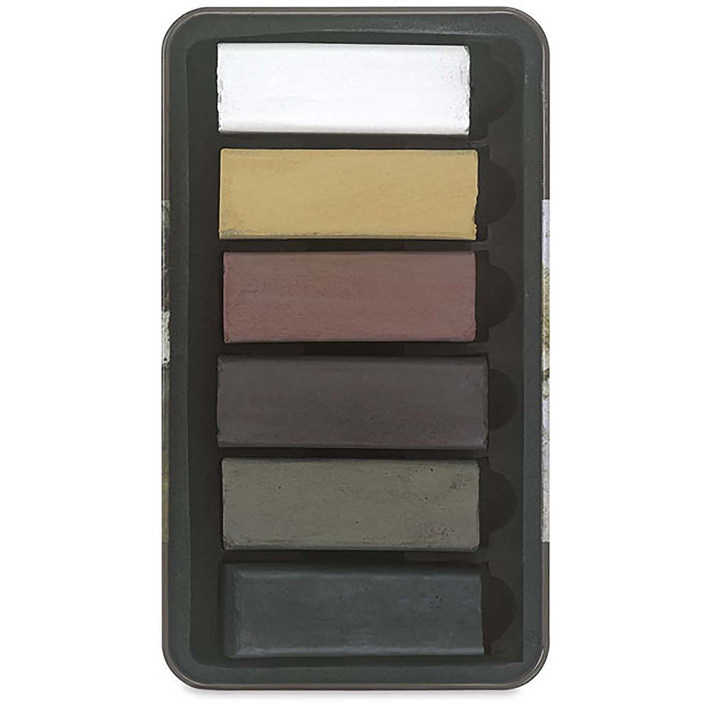 Derwent XL Charcoal Blocks 6'lı Teneke Kutu (Renkli Kömür Küp)