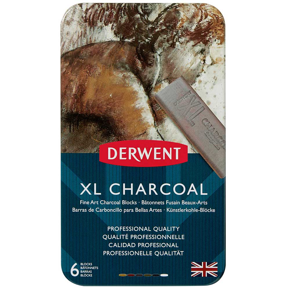 Derwent XL Charcoal Blocks 6'lı Teneke Kutu (Renkli Kömür Küp)