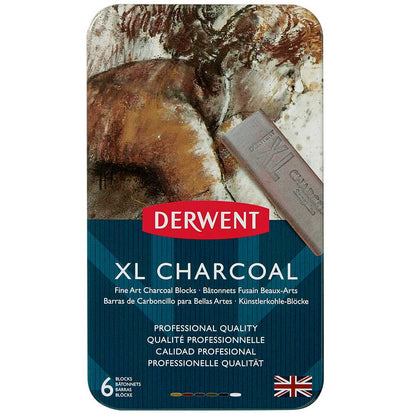 Derwent XL Charcoal Blocks 6'lı Teneke Kutu (Renkli Kömür Küp)