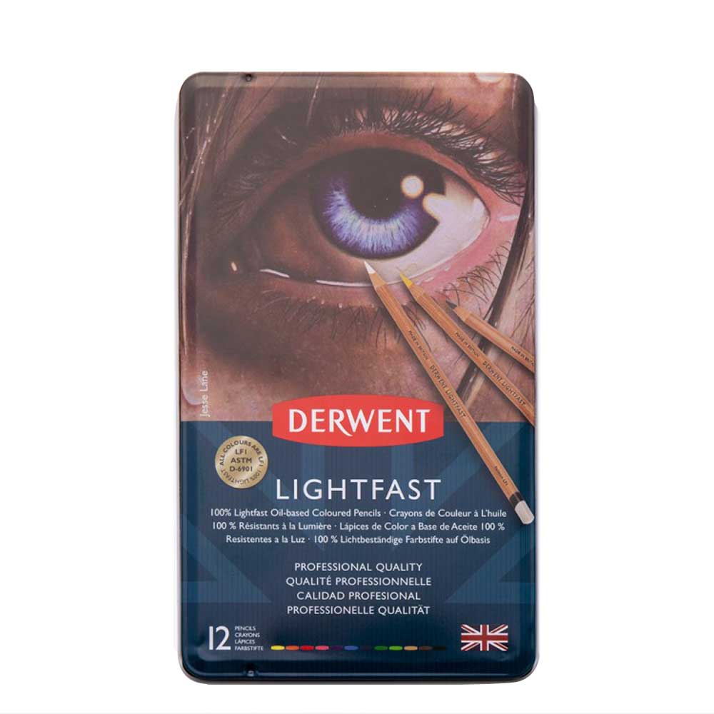 Derwent Lightfast Kuruboya Kalem 12'li Teneke Kutu