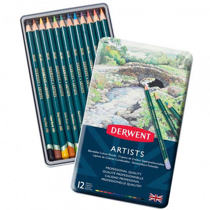 Derwent Artists Pencil 12'li Teneke Kutu (Kuru Boya Kalemi)